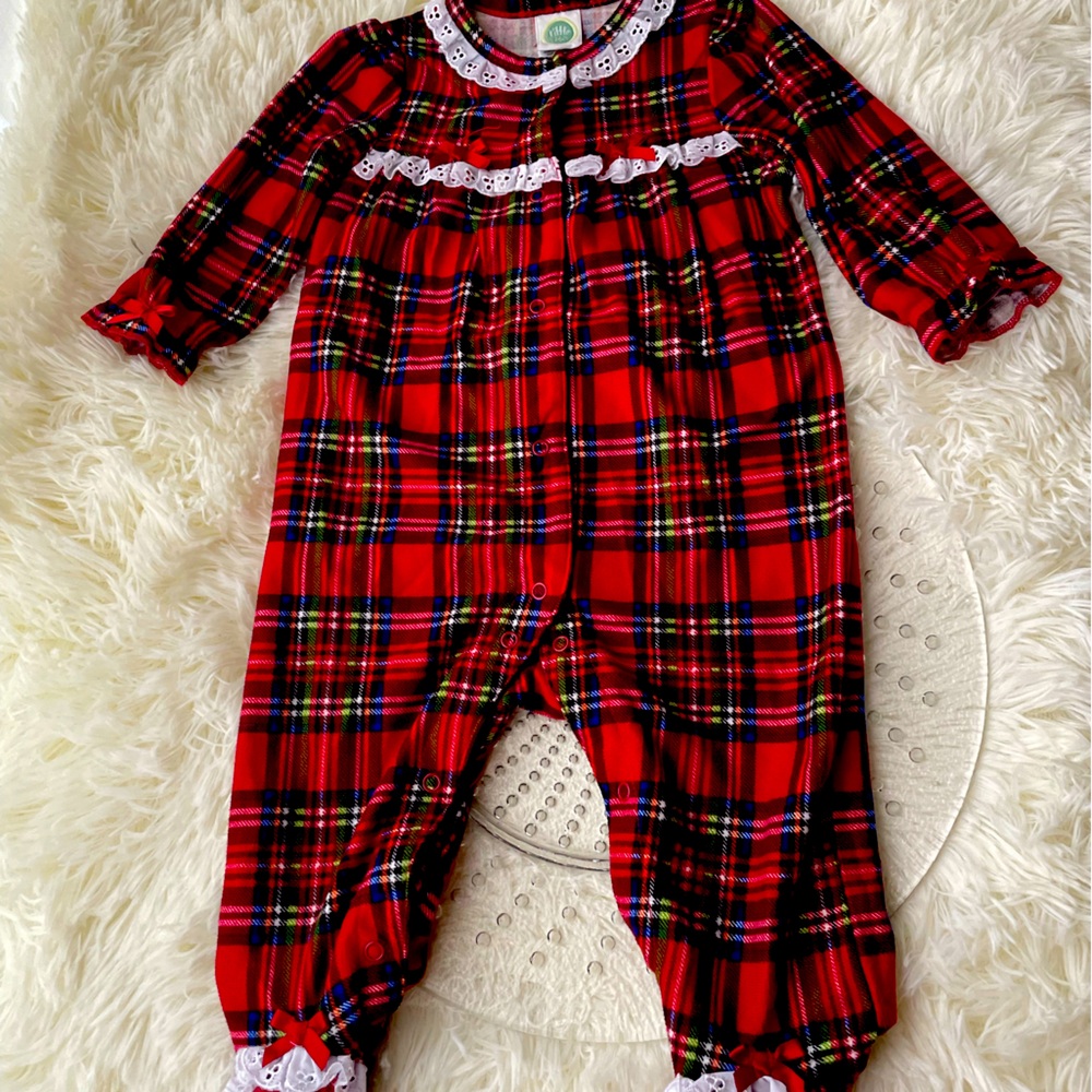 Little Me Red Plaid Footie